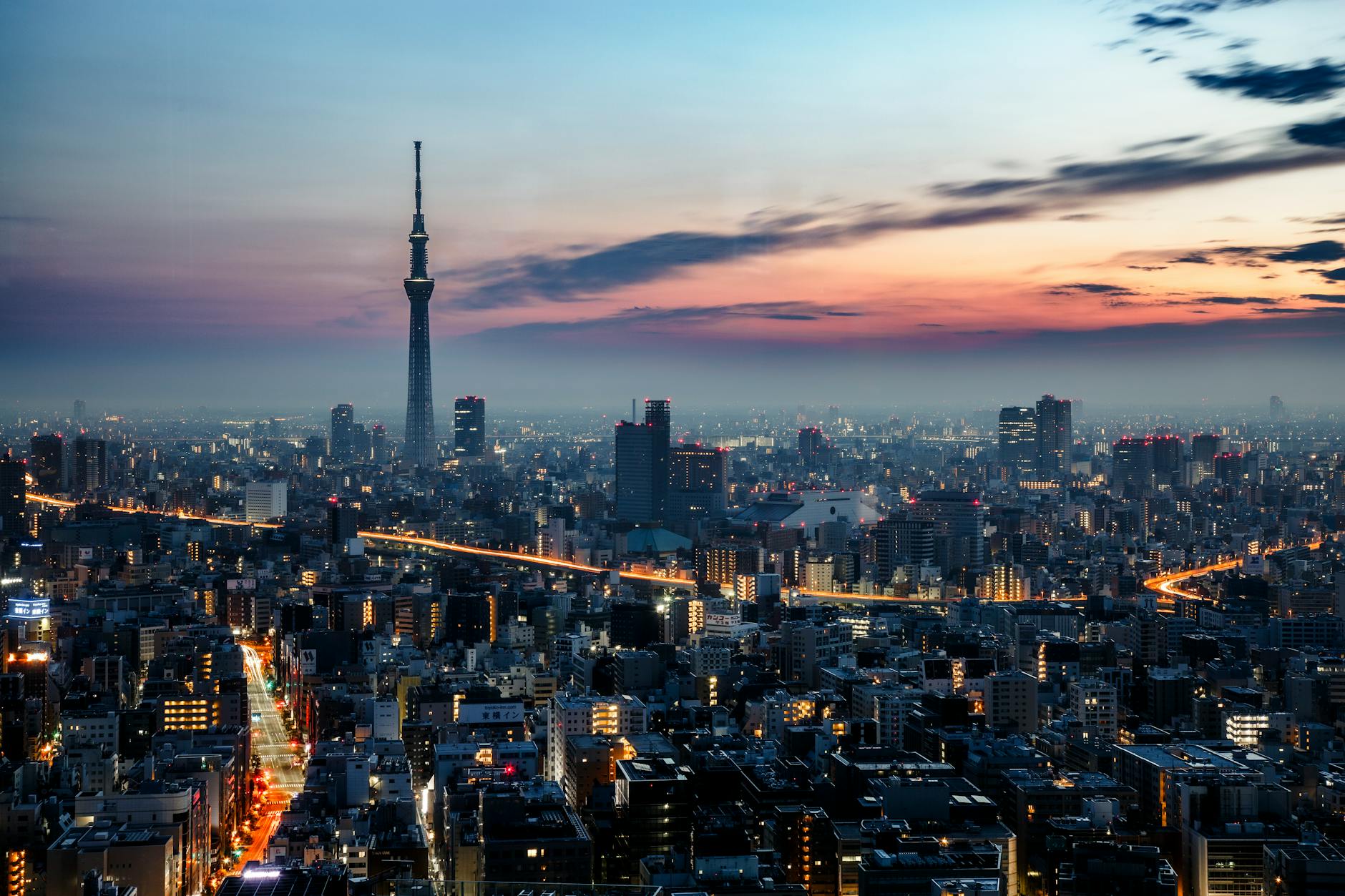 tokyo skytree at dusk in vibrant cityscape